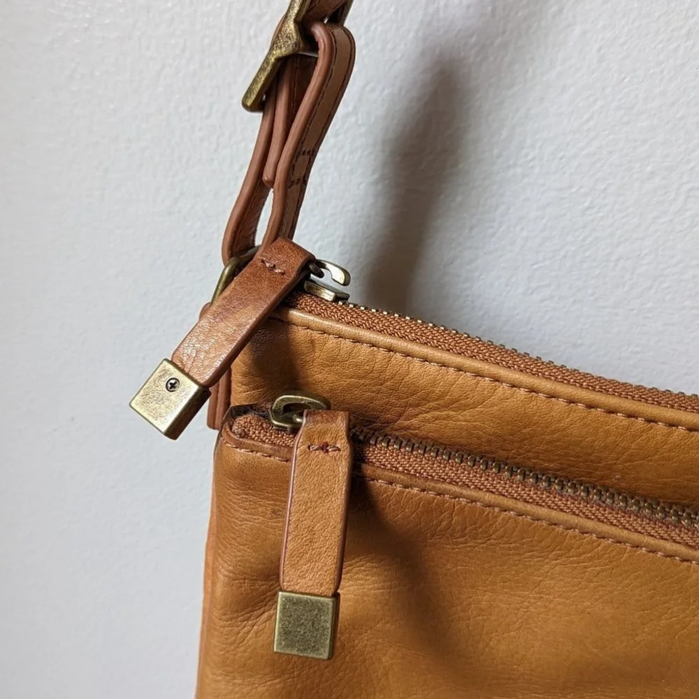 MARGOT New York Whiskey Tan Leather Accordion Crossbody
